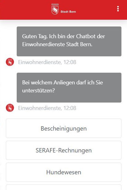 Chatbot der Stadt Bern