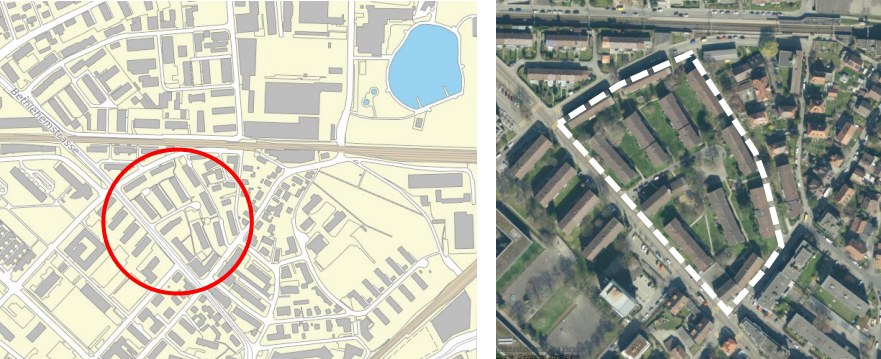 Perimeter Überbauungsordnung  und Lage im Stadtkörper