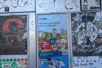 Plakat beim Take Away Stand. Vergrösserte Ansicht